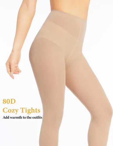 Vista 2 de SIMIYA Medias opacas para mujer, 70 denier, duraderas, elásticas, de cintura alta, color sólido, con pies
