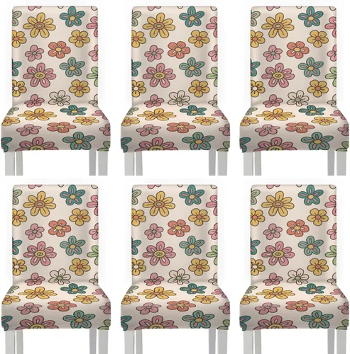 Vista 28 de Rnyleeg Juego de 1 fundas de asiento de comedor con estampado de flores azules para sillas de comedor, fundas protectoras suaves y lavables