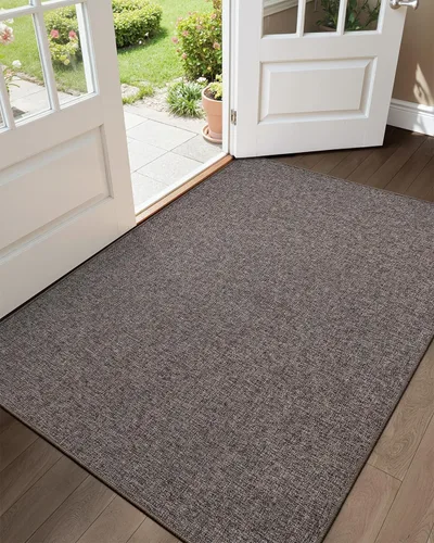 Vista 36 de Color&Geometry - Tapete para puerta delantera de 26 x 47 pulgadas, atrapador de suciedad con parte trasera de goma ultra antideslizante, perfil Caqui