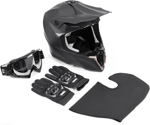 Vista 8 de OUMURS Casco de motocross para adultos con gafas, guantes y máscara ajustable, visera solar, casco para adultos, todoterreno, motocross, descenso