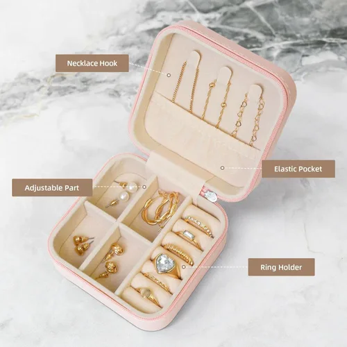 Vista 4 de Retro Cool Camera Collection Print Portable Square Jewelry Box Storage Case For Rings Earrings Bracelets Travel Gift