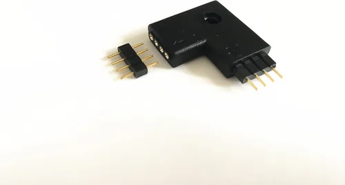 Vista 4 de 10 unids 0.394 in 4 pines en forma de L 90 grados ángulo recto conector hembra para LED RGB 5050 Flex tira de luz (forma L)