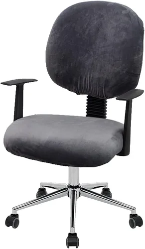 Vista 10 de ITFRO Funda negra para silla de oficina, de terciopelo, elástica, 2 piezas, funda para silla de escritorio de computadora, funda giratoria universal