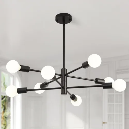 Vista 16 de HHR Candelabro Sputnik de 4 luces, Candelabro Moderno Negro Lámpara de Techo, Candelabros de Altura Ajustable para Comedor Isla de Cocina