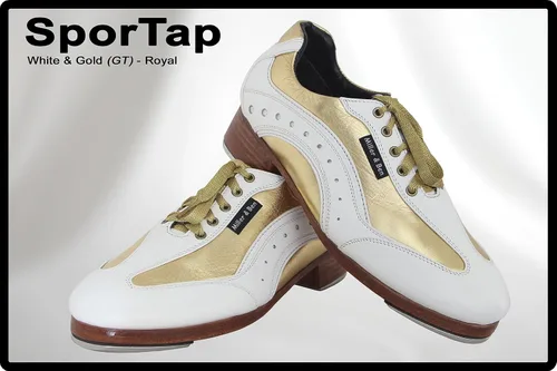 Vista 2 de Miller & Ben Tap Shoes SporTap White & Gold Professional Tap Shoes