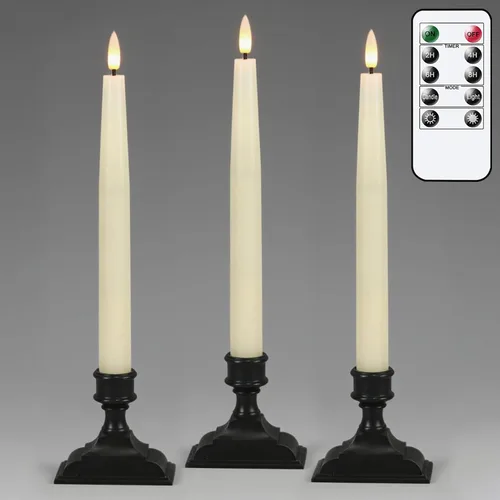 Vista 19 de GenSwin Flameless Taper Candles with Remote Timer, Real Wax LED Flickering Candlesticks Battery Operated 3D Wick for Wedding, Party, Home(Christmas