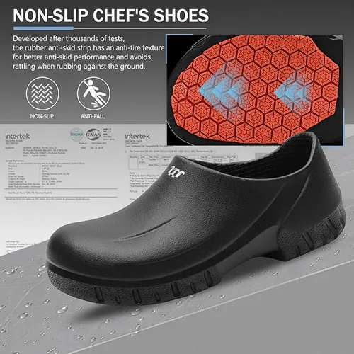 Vista 4 de Zuecos de trabajo para hombres y mujeres: zapatos de chef antideslizantes, zuecos impermeables para servicio de alimentos, zapatos de trabajo