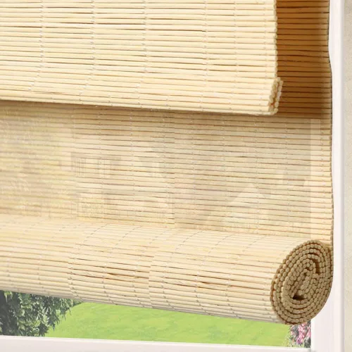 Vista 14 de Persianas de madera para ventana, persianas enrollables opacas con forro de bambú, fácil instalación para el hogar y el jardín, patrón 1