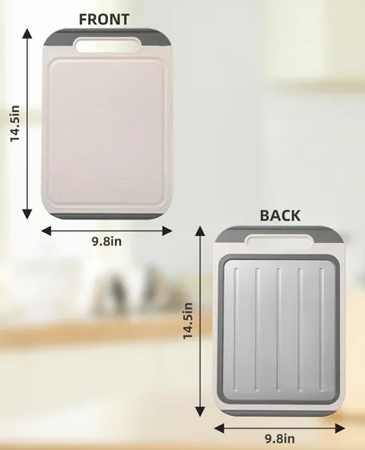 Vista 2 de Tabla de cortar de acero inoxidable, tabla de cortar carne de doble cara para cocina, acero inoxidable/paja de trigo pp tabla de cortar grande