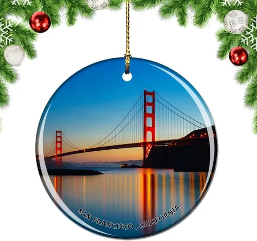 Vista 32 de California San Francisco 16 Avenue Tiled Steps USA Christmas Tree Ornamento Decoración Colgante Colgante Decoración Ciudad Viaje Souvenir Colección