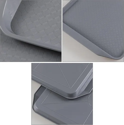 Vista 3 de Paquete de 12 bandejas de plástico para comida rápida, bandeja para servir cafetería, gris