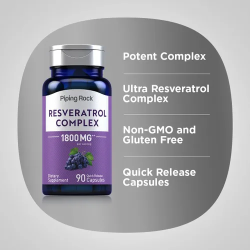 Vista 7 de Piping Rock Complejo de resveratrol 90 cápsulas Fórmula ultra potente