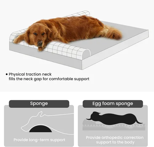 Vista 2 de Cama acolchada para perros extragrandes, camas ortopédicas en forma de L de espuma viscoelástica con funda extraíble lavable, acogedor sofá de felpa