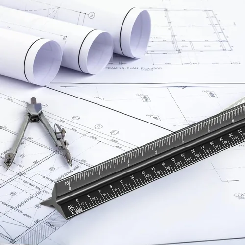 Vista 6 de Regla de escala arquitectónica de ingeniería para planos, regla metálica