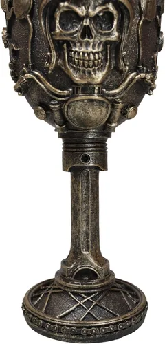 Vista 2 de Ebros Gift Mecánica Ingeniería Motohead Aviador Piloto Esqueleto Cráneo Cráneo Bebida Copa de Vino Cáliz Bebida Serveware Osario Macabra Halloween