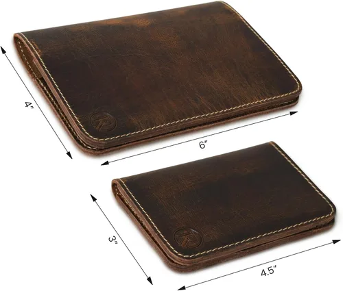 Vista 6 de Rustique Style Leather Journal Cover for Field Notes & Moleskine Cahier Pure Full Grain Vintage Leather Passport Wallet & Card Holder Premium
