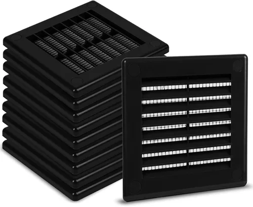 Vista 42 de Paquete de 2 cubiertas cuadradas de ventilación de aire de 4" x 4" (tamaño exterior) - Deflector de ventilación de plástico negro - Malla