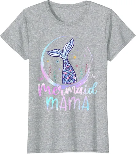 Vista 6 de Camiseta de sirena para mujer, diseño de cola de sirena para cumpleaños, playa, cola de sirena, Negro