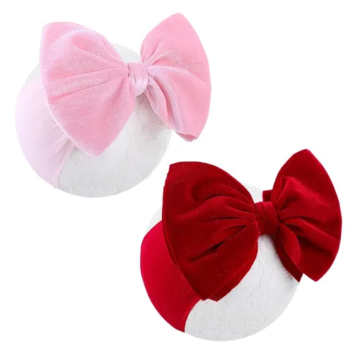 Vista 9 de YanJie Diademas de Navidad para niñas, lazo de pelo rojo, lazos de terciopelo verde, lazos para recién nacidos, cintas para el pelo de nailon