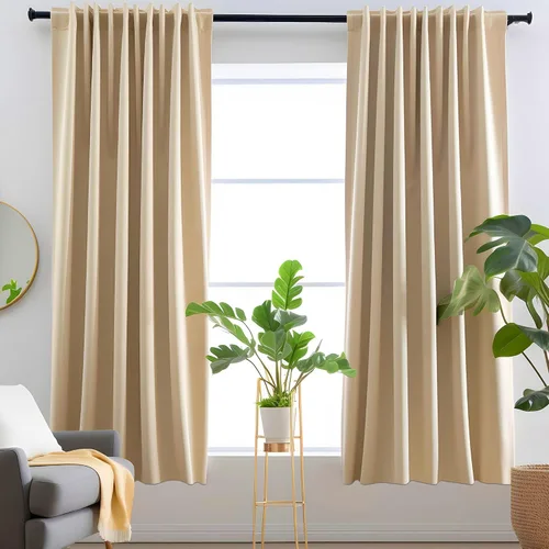 Vista 10 de Cortinas opacas de terciopelo negro para sala de estar, 52 pulgadas de ancho x 63 pulgadas de largo, cortinas opacas de lujo para dormitorio