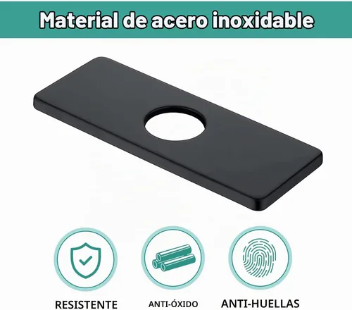 Vista 2 de Cubierta de orificio para fregadero de 6 pulgadas, cubierta de orificio para grifo de baño de 1 a 3 agujeros, placa rectangular de acero inoxidable