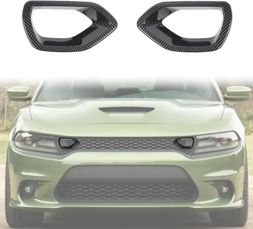 Vista 9 de Hoolcar Cubierta de rejilla central para parachoques delantero exterior para Dodge Charger R/T Scat Pack 2015-2021, color negro