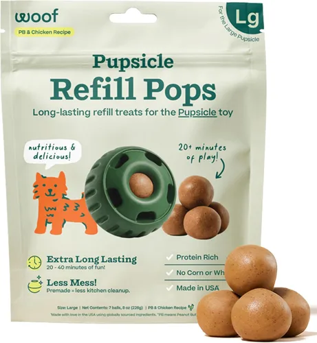 Vista 9 de WOOF Pupsicle Refill Pops - Snacks para perro de poco desorden - con mantequilla de cacahuete y carne de res - Premios para perro - De larga