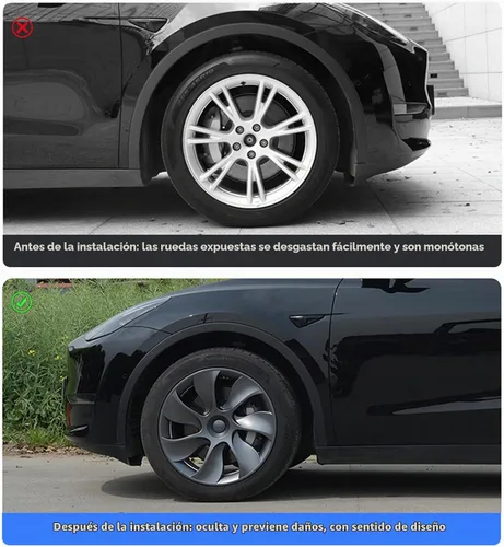 Vista 5 de KAVANIC 4 piezas de cubierta de rueda Compatible con Tesla Model Y 19 pulgadas 2020-2024 ABS tapacubos estilo cuchilla negro mate Compatible