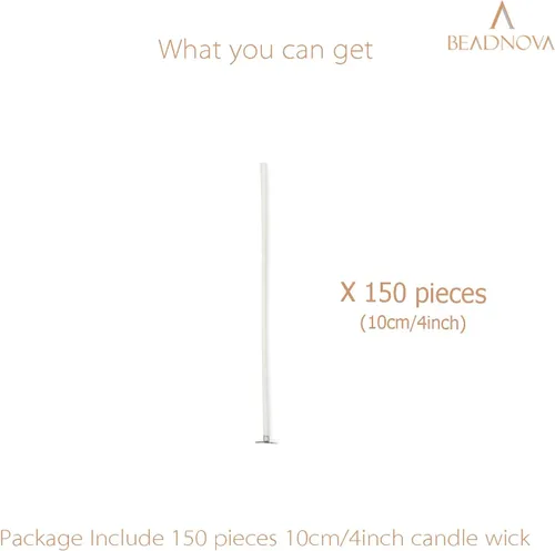Vista 3 de BEADNOVA Mechas de algodón para velas de 4 pulgadas, 150 piezas, mechas cortas para hacer velas para hacer bricolaje