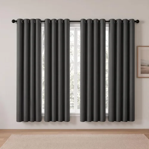 Vista 16 de Cortinas de oscurecimiento de habitación de 45 pulgadas de largo para dormitorio y sala de estar, cortinas térmicas aislantes con ojales