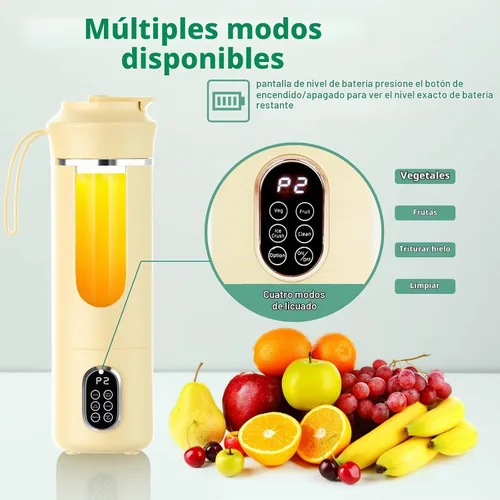 Vista 4 de Licuadora inalámbrica portátil, pequeño exprimidor recargable, mini licuadora personal para batidos y batidos, con función de limpieza automática
