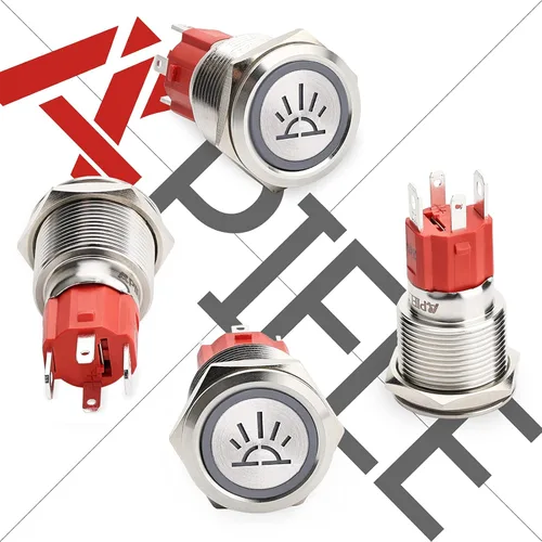 Vista 2 de APIELE Interruptor de luces interiores, interruptor de palanca basculante SPST de acero inoxidable 10A 12V 24VDC precableado 19MM 0.74"