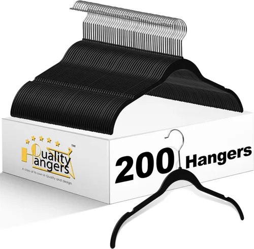 Vista 11 de Quality Hangers Perchas de plástico que no son de terciopelo para la ropa, juego de perchas resistentes para ropa, perchas para armario que ahorran