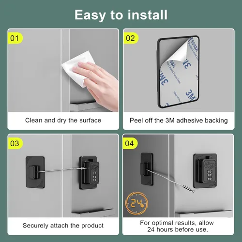 Vista 7 de Paquete de 2 cerraduras para refrigerador con contraseña, combinación de cerradura de seguridad a prueba de niños, cerradura de nevera a prueba