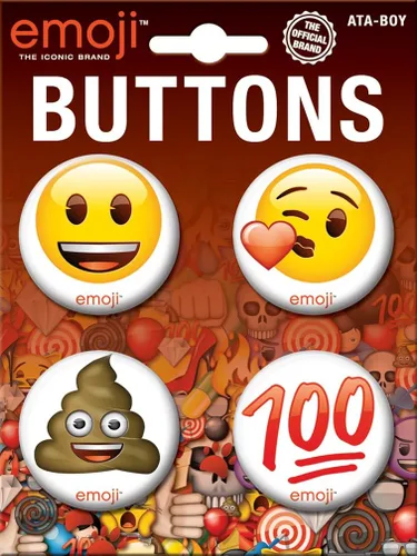 Vista 2 de Ata-Boy Juego de 4 botones coleccionables oficiales de emoji de 1.3in
