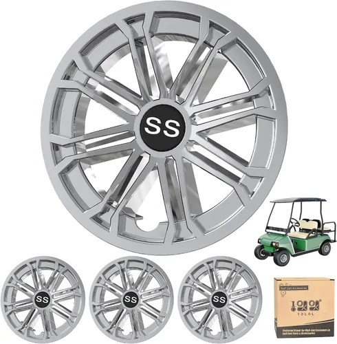 Vista 5 de 10L0L Cubiertas de ruedas para carrito de golf Tapacubos para EZGO, Club Car, Yamaha - Instalación de 8 pulgadas con enganche, negro, juego de 4