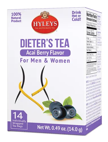 Vista 3 de Hyleys Dieter's Tea con sabor a bayas de acai – 14 bolsas de té – Té adelgazante para adelgazar y limpiar desintoxicante