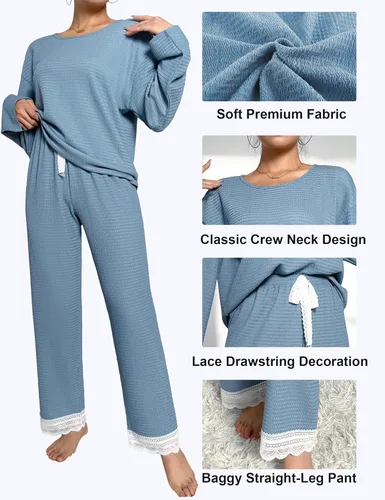 Vista 6 de XULEN Conjunto de pijama mullido para mujer, de manga larga, de franela, de 2 piezas, para invierno, cálido, ropa de dormir mullida