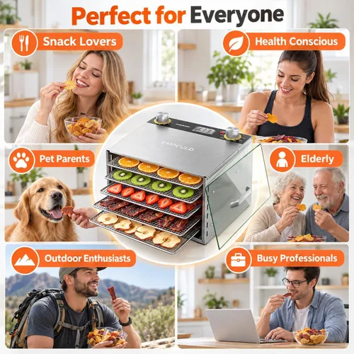 Vista 9 de Deshidratador de alimentos, 5 bandejas de acero inoxidable, temperatura de Plateado