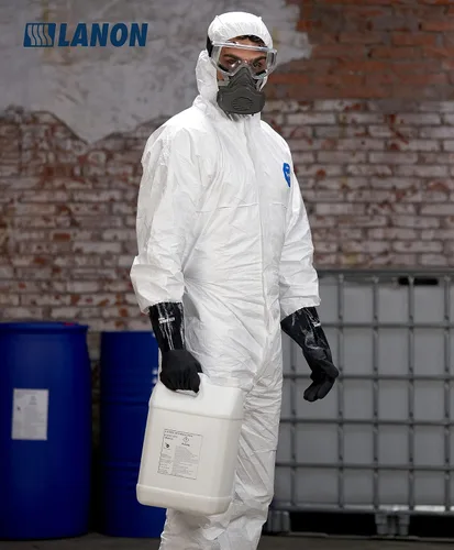 Vista 5 de LANON Guantes de nitrilo resistentes a productos químicos, guantes de goma reutilizables de alta resistencia con palma texturizada de microespuma