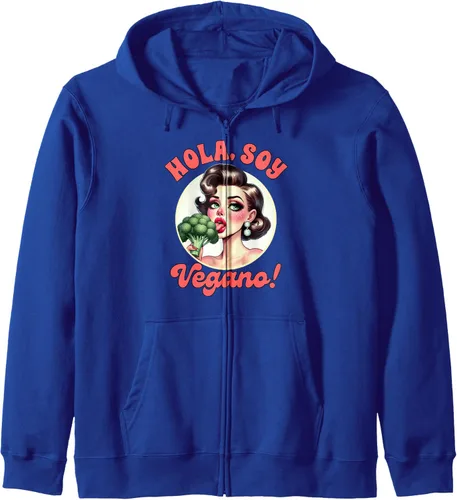 Vista 3 de Vegan Life Vegetarian Broccoli Spanish Hola Soy Vegano Zip Hoodie