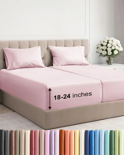 Vista 157 de Sábanas individuales de bolsillo extra profundo, sábanas transpirables y refrescantes de 3 piezas, juego de sábanas de lujo para hotel, suaves, sin