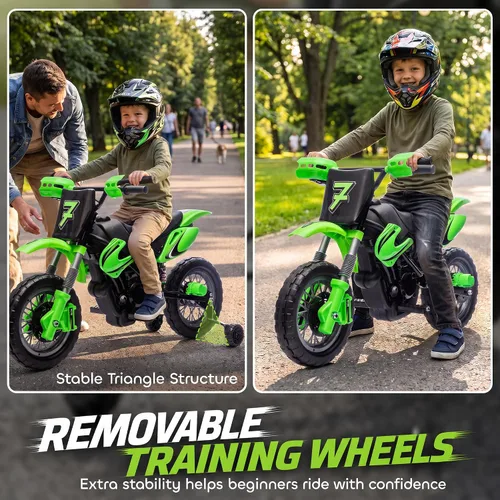 Vista 4 de Qaba Motocicleta eléctrica de 12 V para niños de 3 a 6 años, color verde