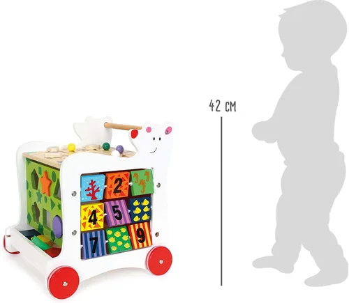Vista 6 de Small Foot Design Juguetes de madera de pie pequeño - Andador de madera del oso del bebé