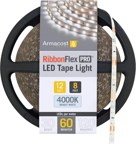 Vista 25 de Armacost Lighting RibbonFlex Pro 133210 - Tira de luces LED blancas de 12 V, 120 LED/m, 2700K, 8.2 pies