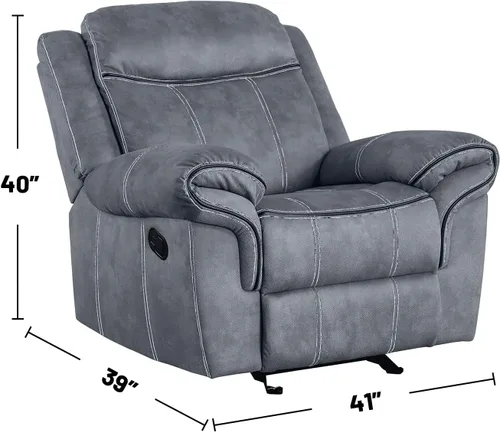 Vista 3 de Acme Zubaida - Sofá reclinable tapizado horizontal de terciopelo en 2 tonos gris