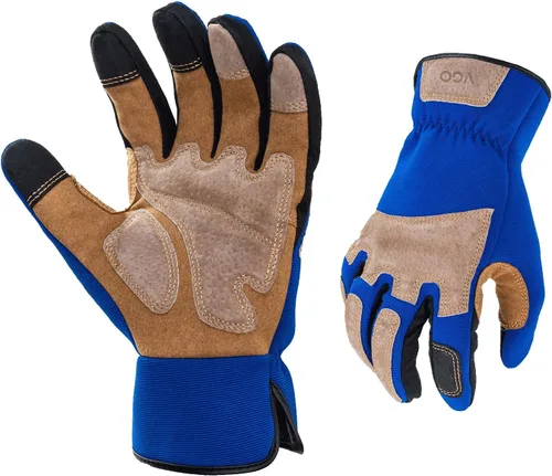 Vista 9 de Vgo... Guantes de trabajo de jardinería para hombres, a prueba de espinas Naranja
