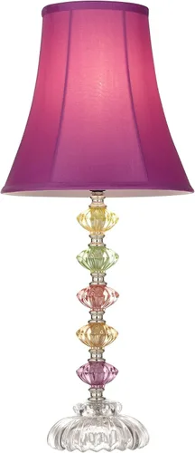 Vista 5 de 360 Lighting Juego de 2 lámparas de mesa decorativas de estilo bohemio tradicional chic de 21 pulgadas de alto, cristal apilado multicolor rosa