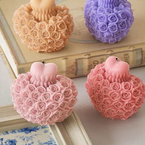 Vista 3 de Molde de Fundición de Resina de Flor Rosa Corazón Peonía - Moldes de Silicona de Fundición de Resina para Decoración del Hogar y Fabricación