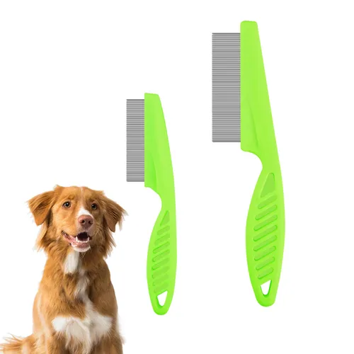 Vista 10 de NQEUEPN Peine de pelo para mascotas, 2 en 1, peine multifuncional para el pelo de mascotas para aseo y despeinado, eliminación de manchas de pulgas